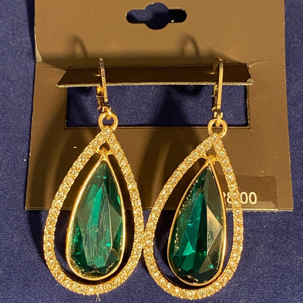 ANNE KLEIN Emerald Green Earrings